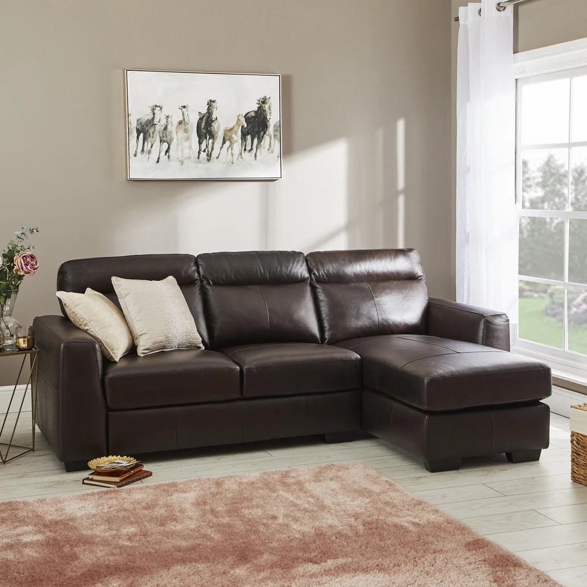 Roberto Leather Right Hand Corner Sofa - Chocolate Chocolate – image 3