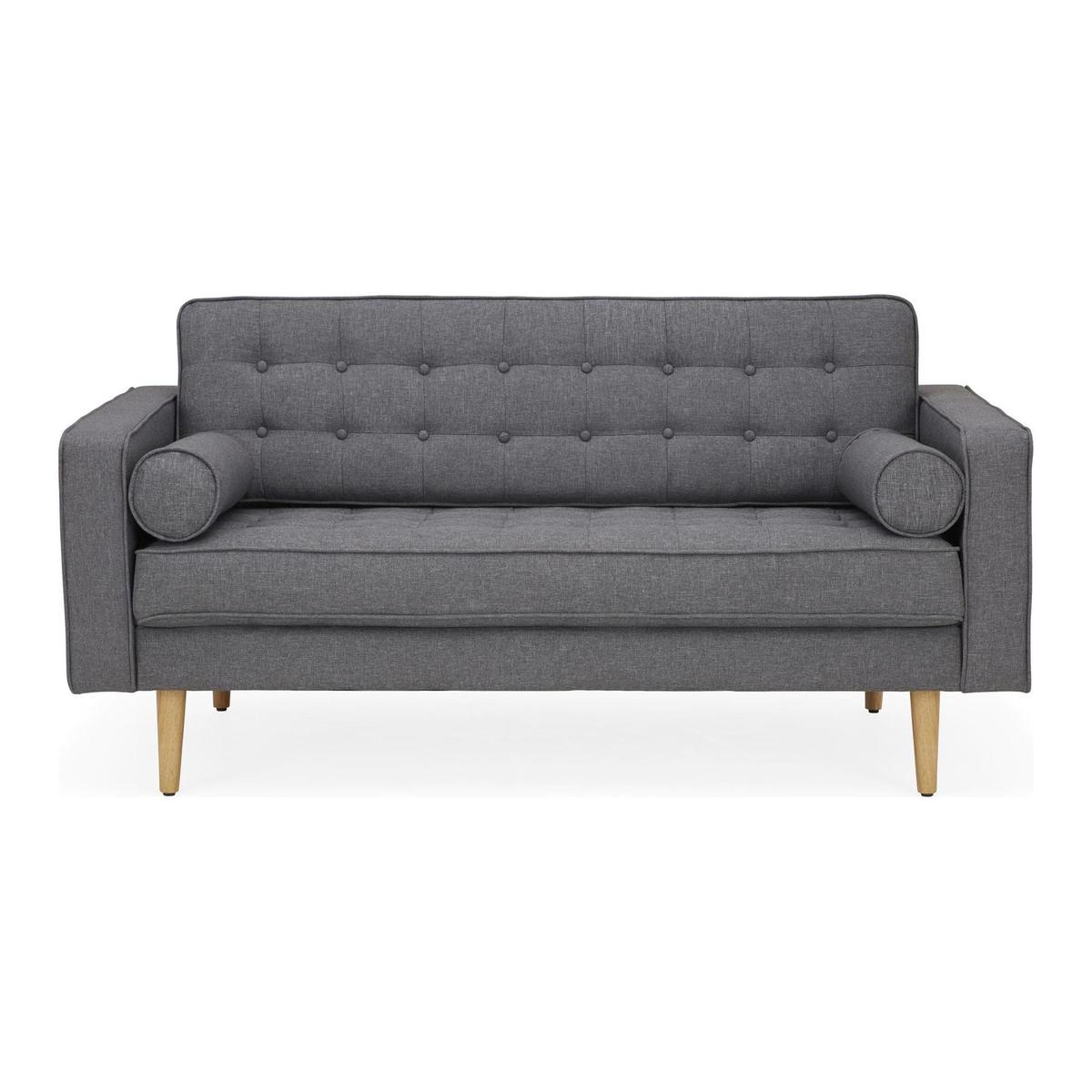 Prague 2 Seater Fabric Sofa Grey – image 2