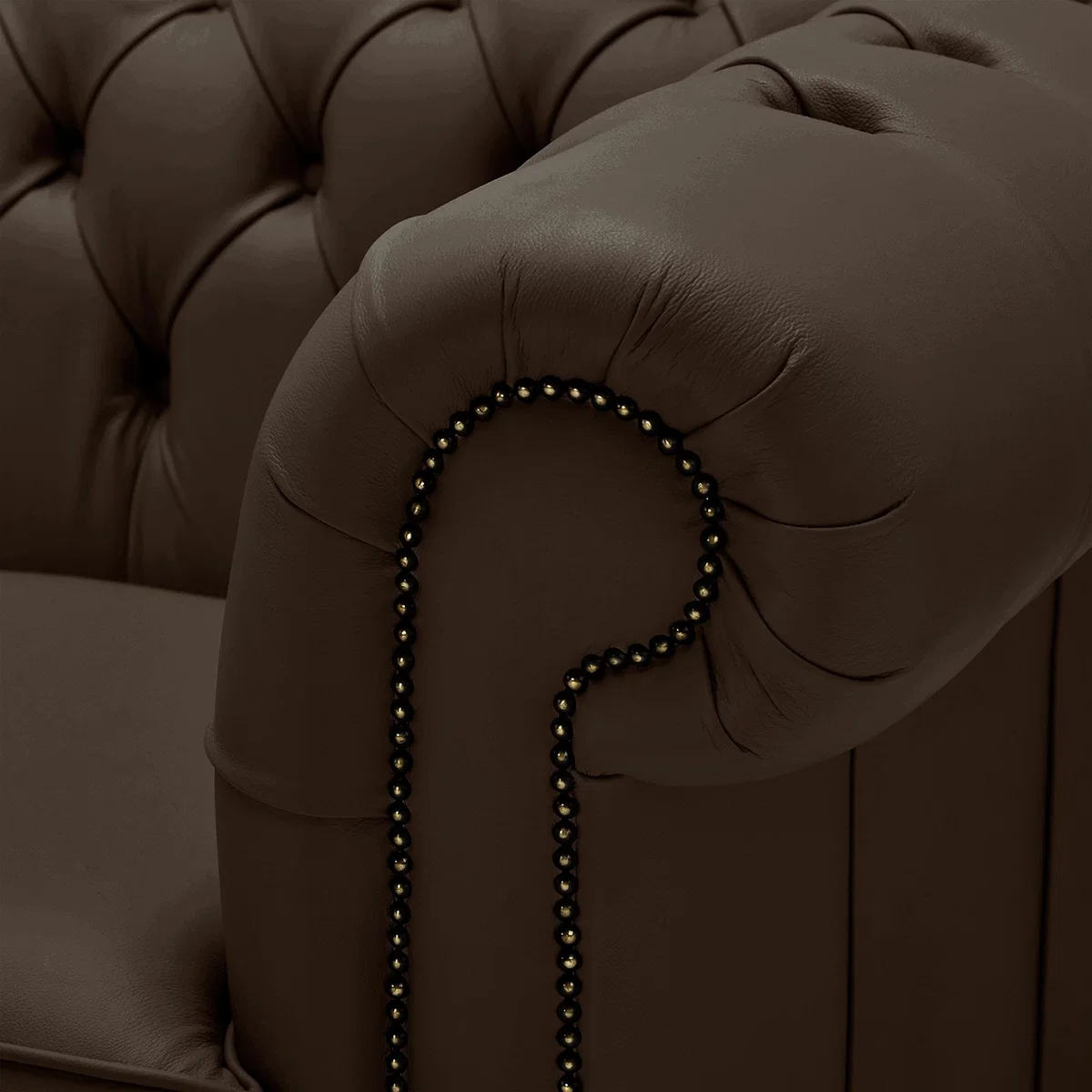 Belvedere Chesterfield 2 Seater Leather Sofa Brown – image 3