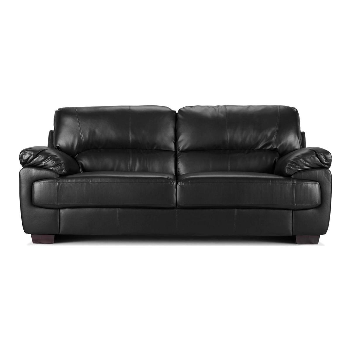Lisbon 3 Seater Leather Sofa Black