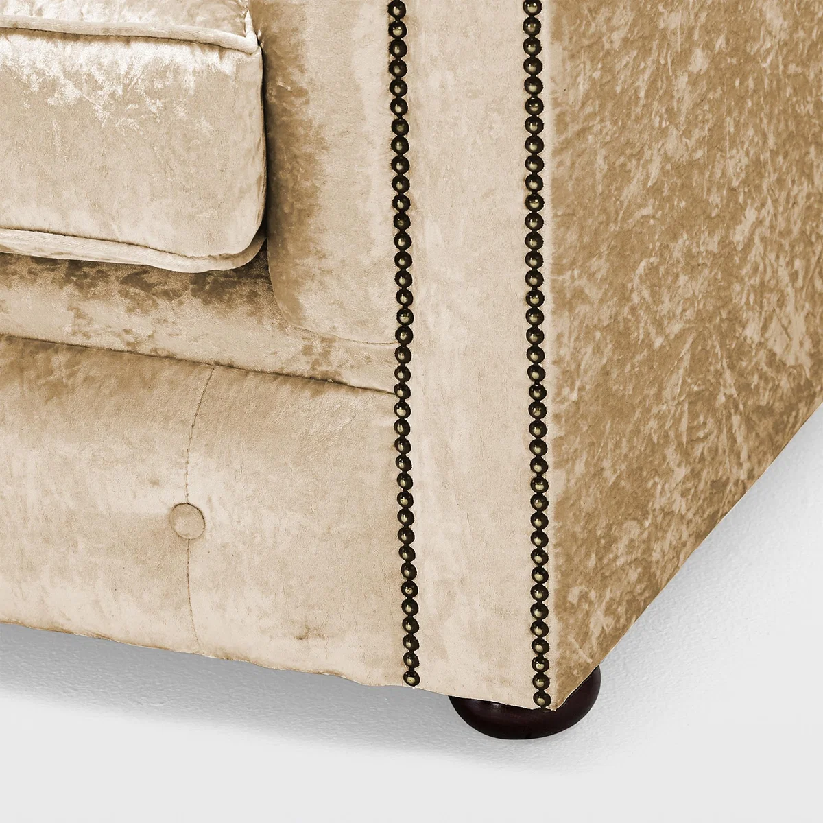 Belvedere Chesterfield 4 Seater Crushed Velvet Sofa Cream – image 3