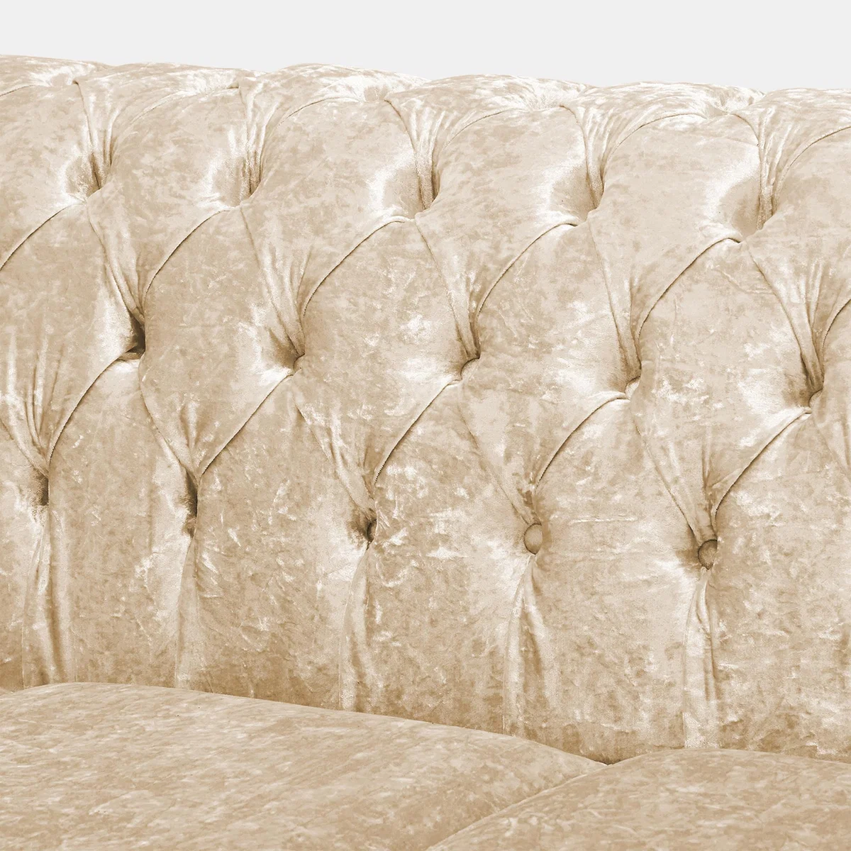 Belvedere Chesterfield 4 Seater Crushed Velvet Sofa Cream – image 5