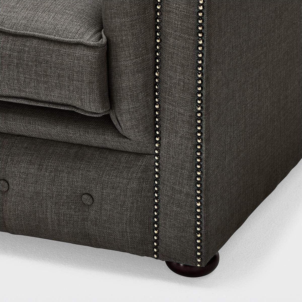 Belvedere Chesterfield 2 Seater Linen Sofa Charcoal – image 2