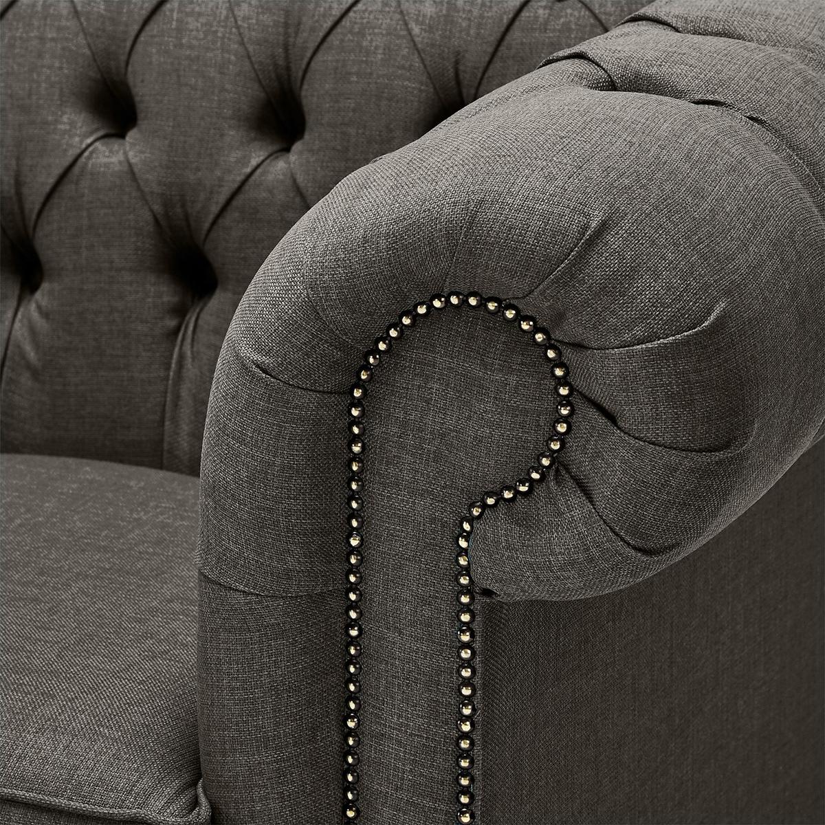 Belvedere Chesterfield 2 Seater Linen Sofa Charcoal – image 3