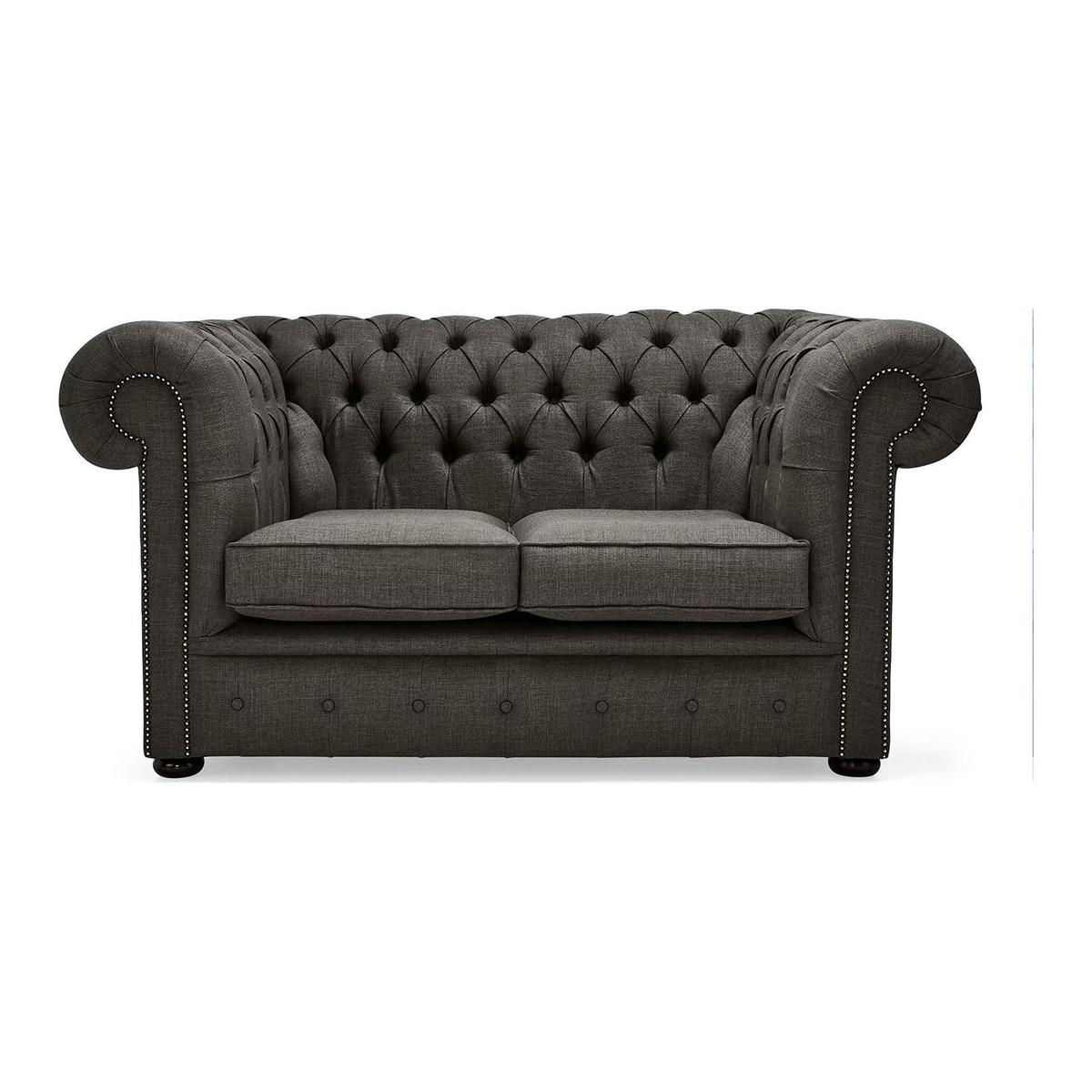 Belvedere Chesterfield 2 Seater Linen Sofa Charcoal – image 1