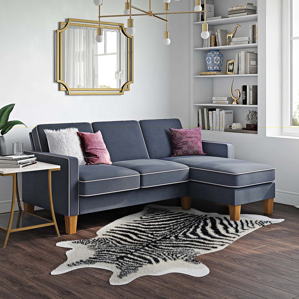 Bowen Chenille Corner Sofa Blue – image 2