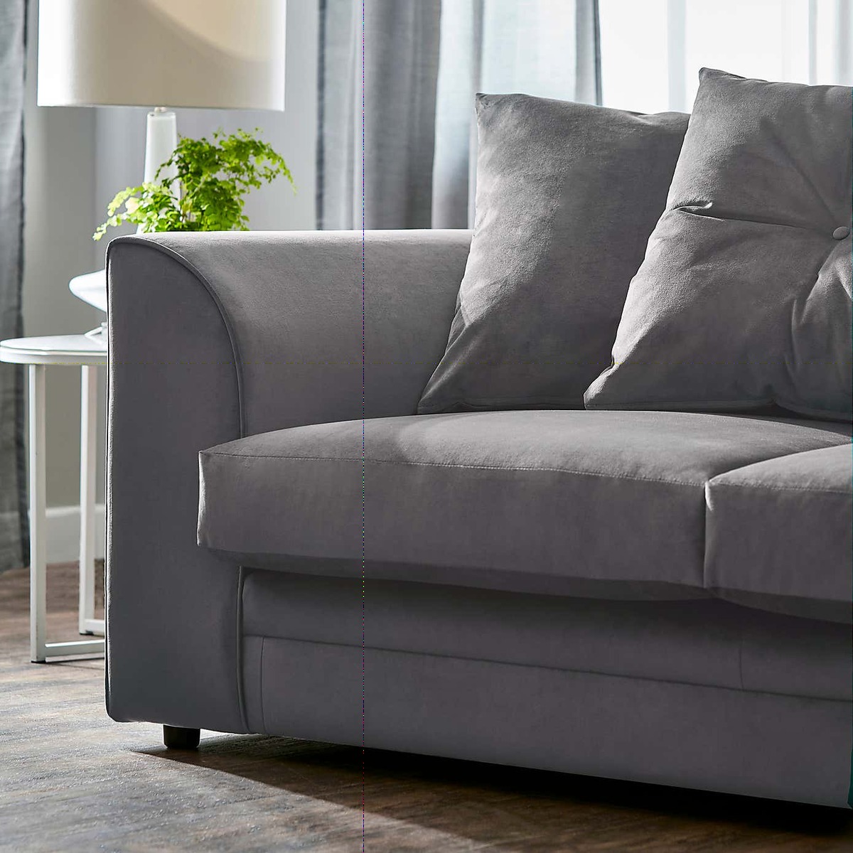 Michigan 3 Seater Grey Velvet Sofa Teal (Blue) – image 2