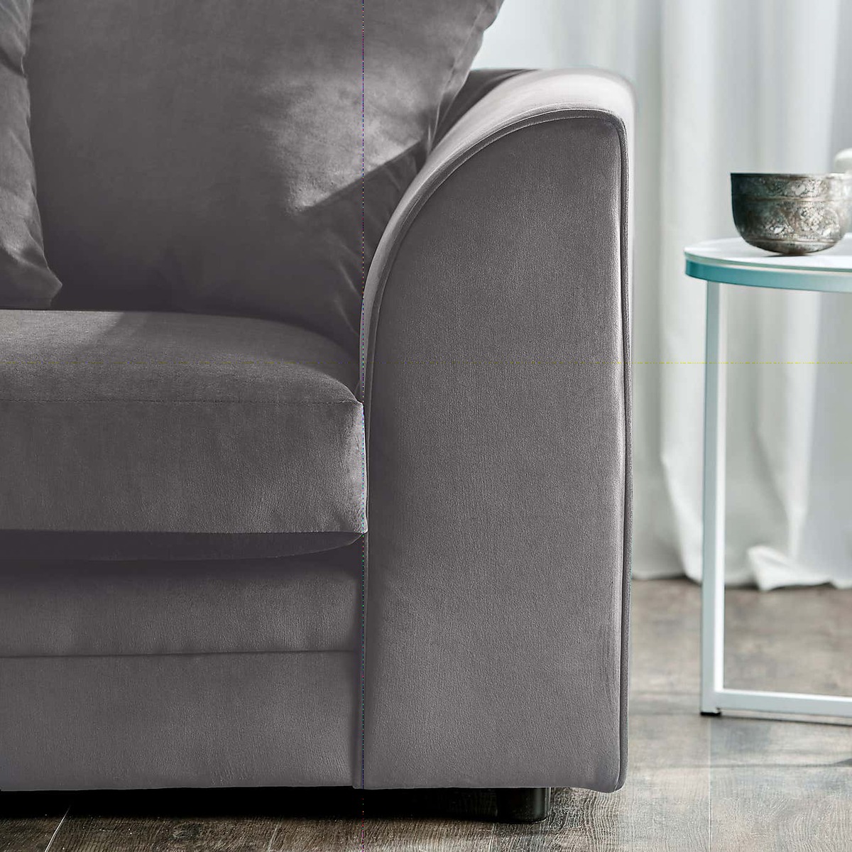 Michigan 3 Seater Grey Velvet Sofa Teal (Blue) – image 3