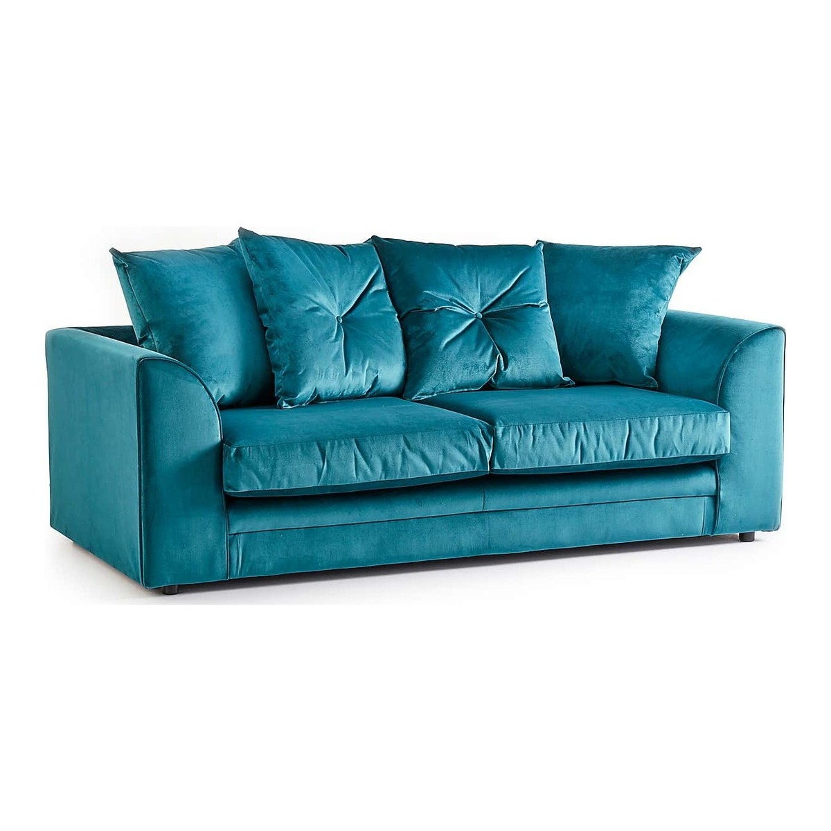 Michigan 3 Seater Grey Velvet Sofa Teal (Blue) – image 1