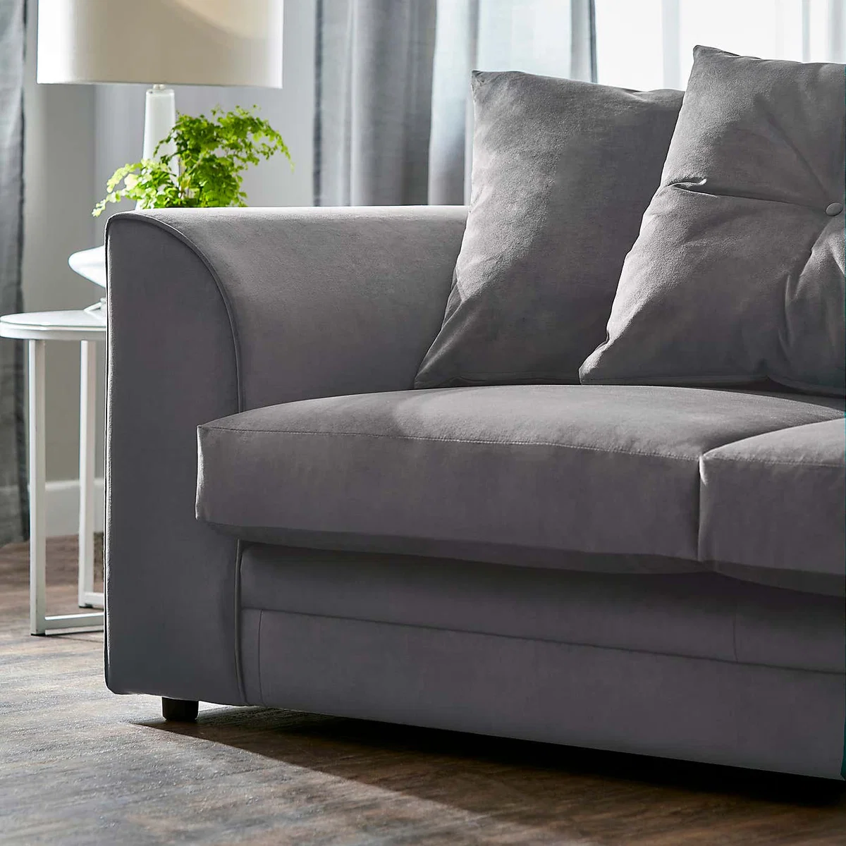 Michigan 2 Seater Grey Velvet Sofa Royal Blue – image 2