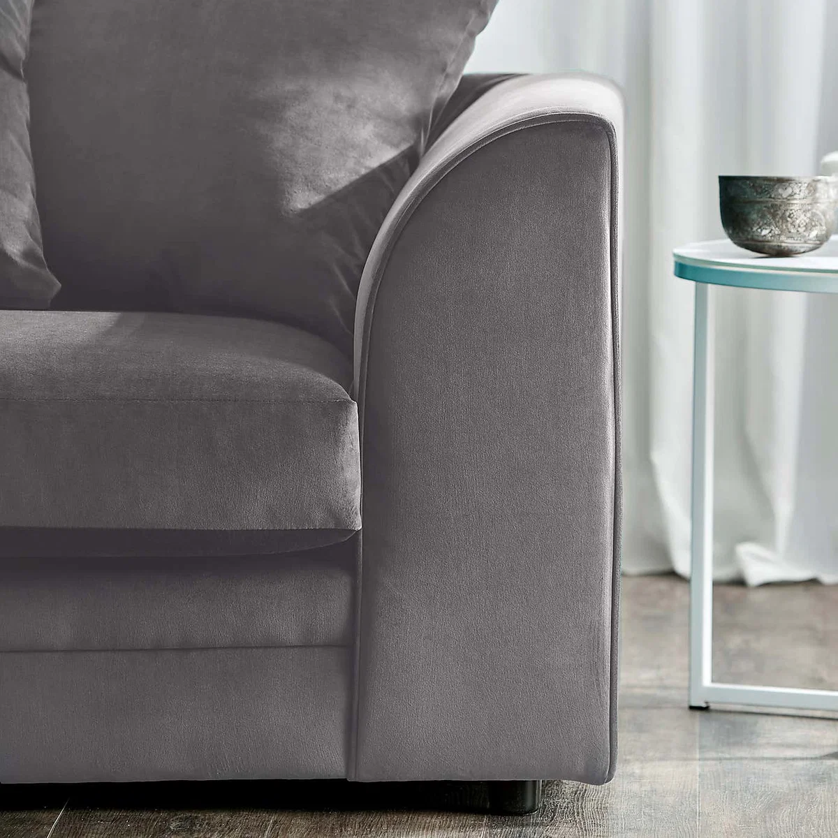 Michigan 2 Seater Grey Velvet Sofa Royal Blue – image 3