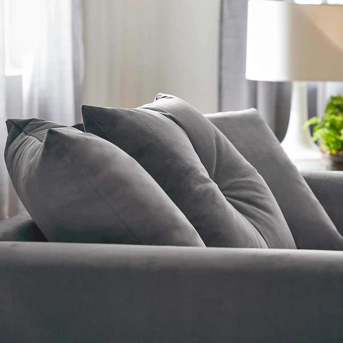 Michigan 2 Seater Grey Velvet Sofa Royal Blue – image 4