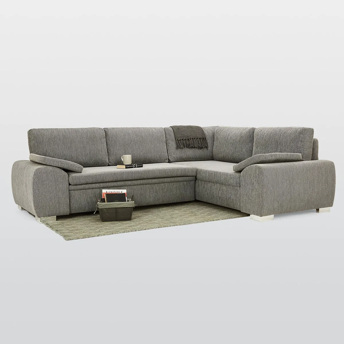 Enzo Left Hand Corner Sofa Bed Grey – image 2