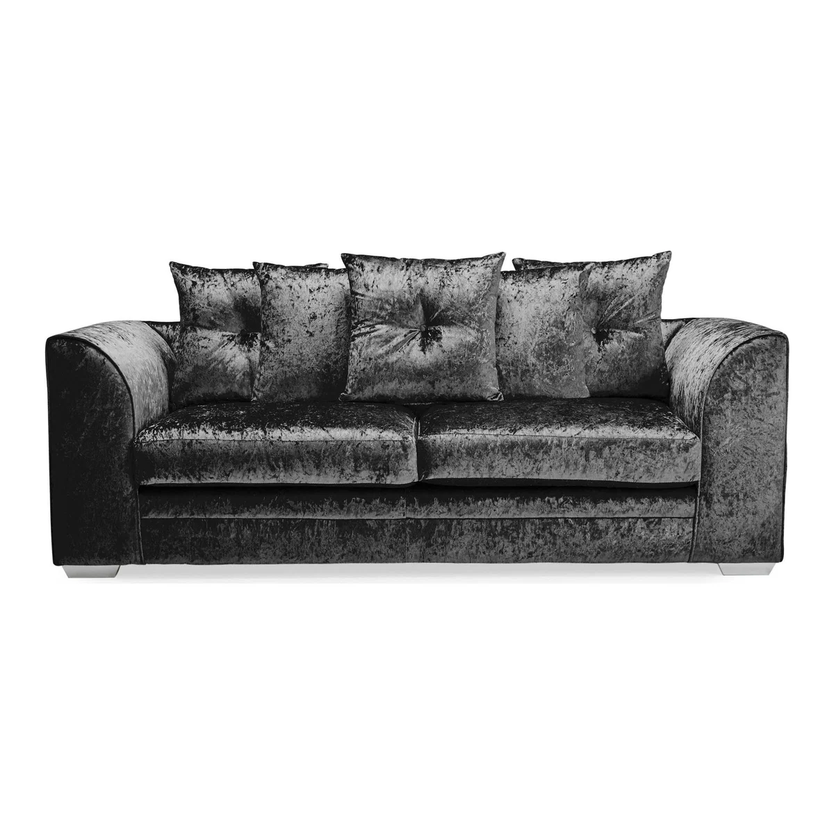 Michigan Velvet 3 Seater Sofa Black – image 2