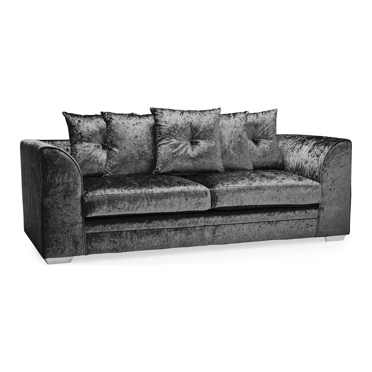 Michigan Velvet 3 Seater Sofa Black – image 1