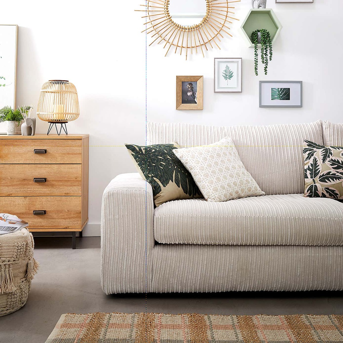Champ Fabric Reversible Corner Chaise Sofa Cream – image 3