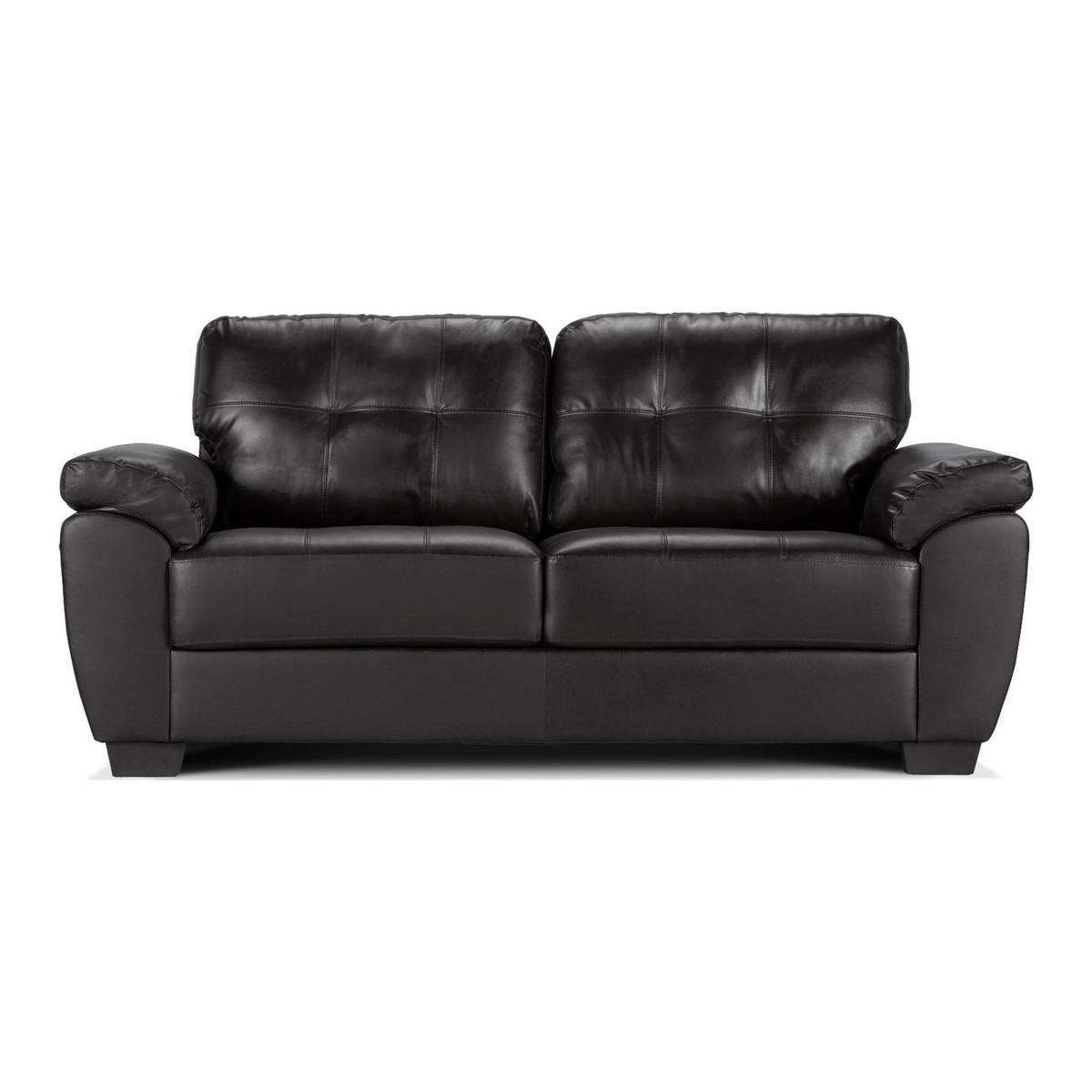 Brisbane 3 Seater Leather Sofa Black – image 2