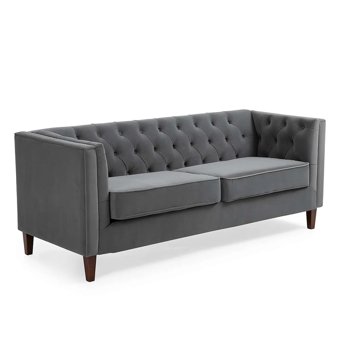Isabel Velvet Chesterfield 3 Seater Sofa Grey – image 3