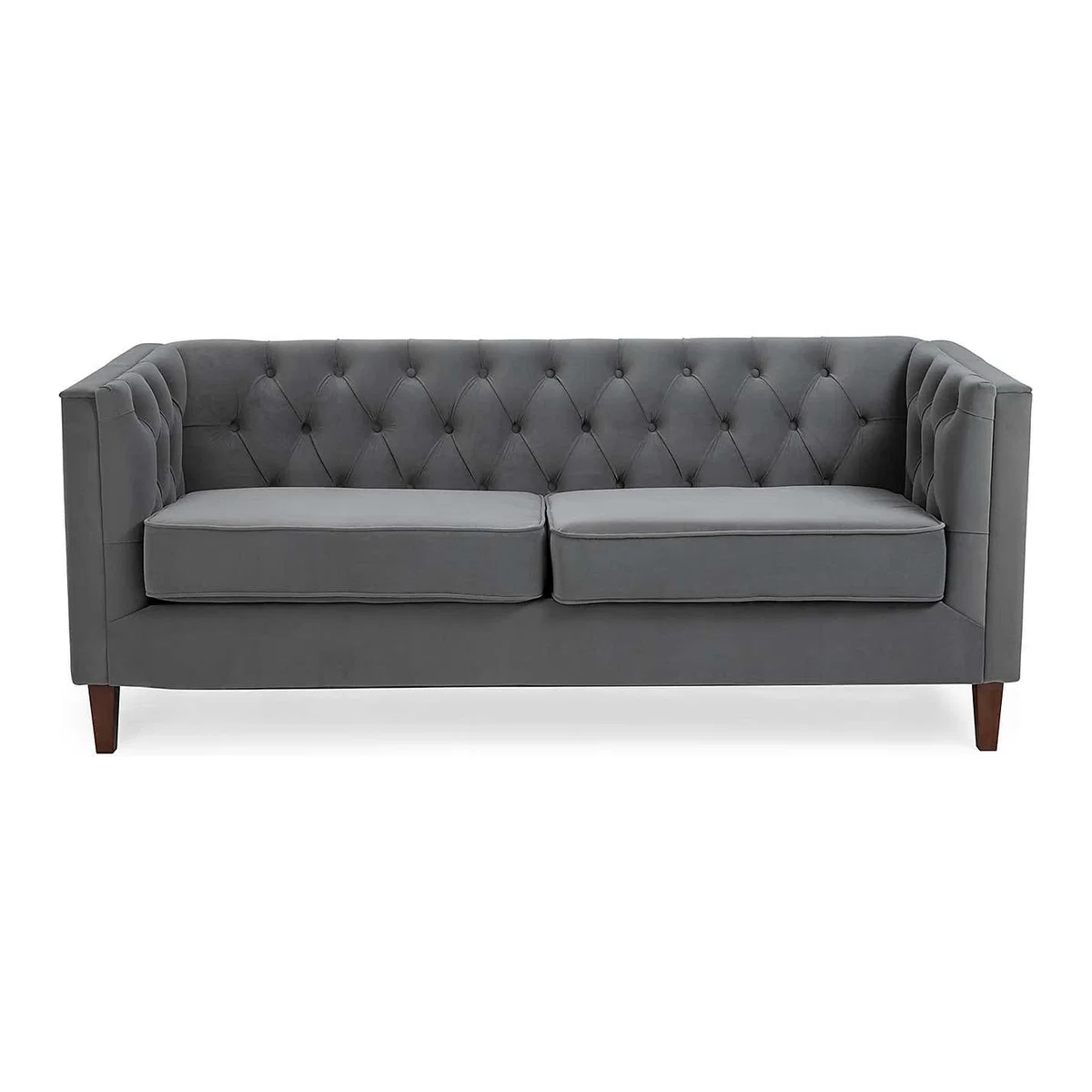 Isabel Velvet Chesterfield 3 Seater Sofa Grey – image 1