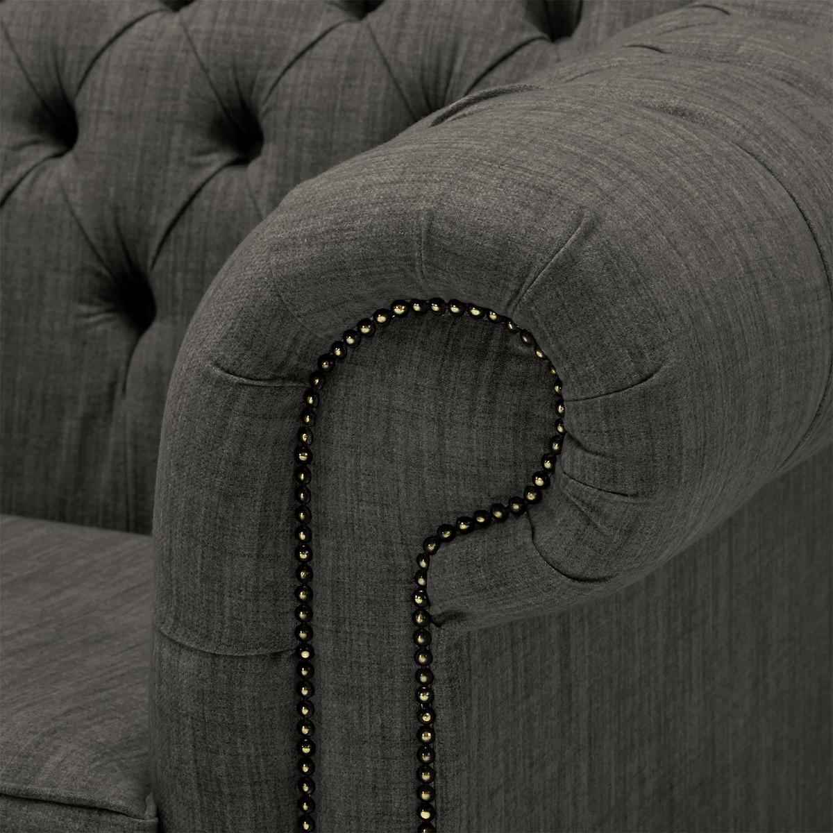 Belvedere Chesterfield 4 Seater Wool Sofa Charcoal – image 3