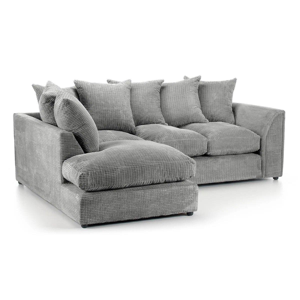 Denver Grey Jumbo Cord Left Hand Corner Sofa Grey – image 3