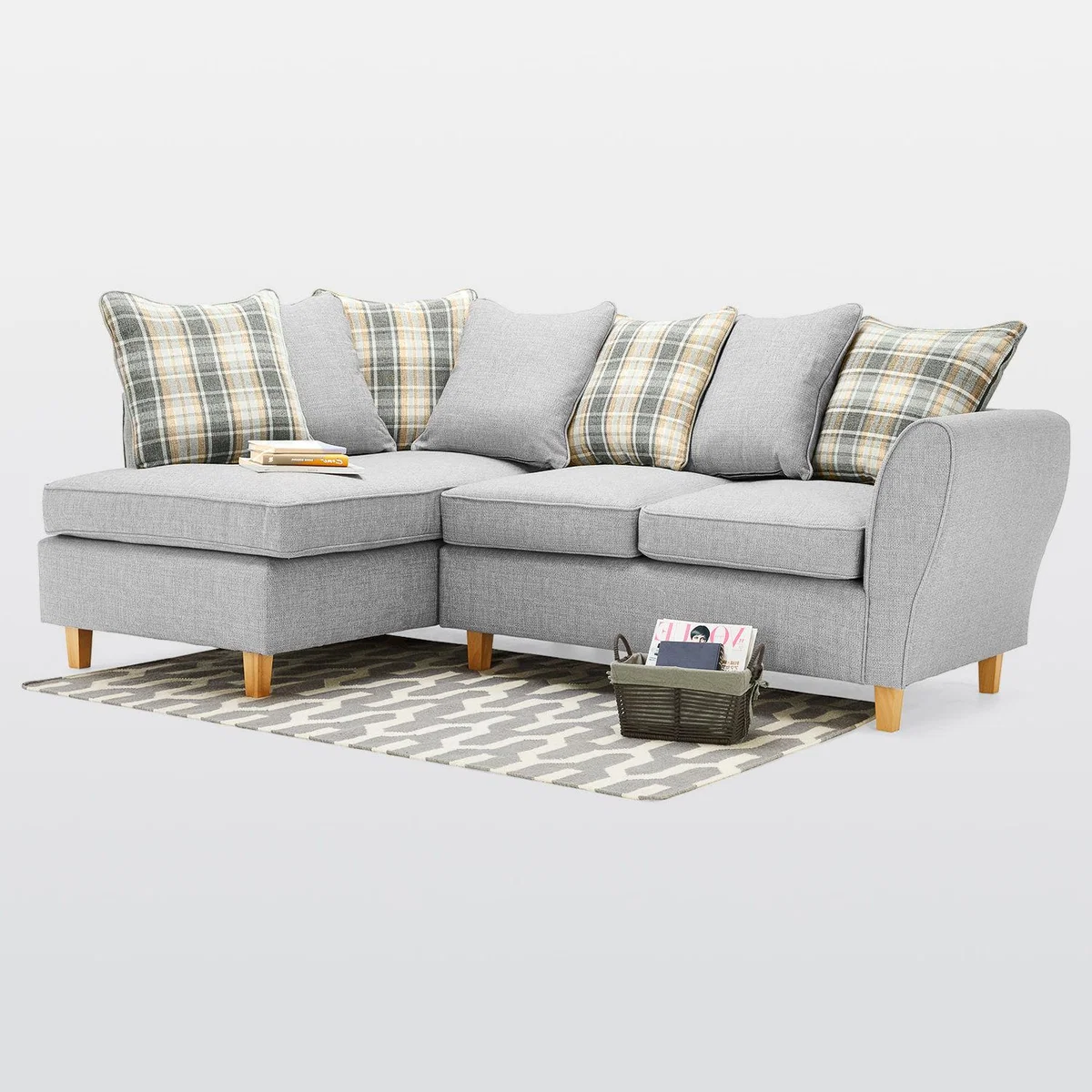 Ashbourne Left Hand Fabric Corner Sofa Silver – image 3