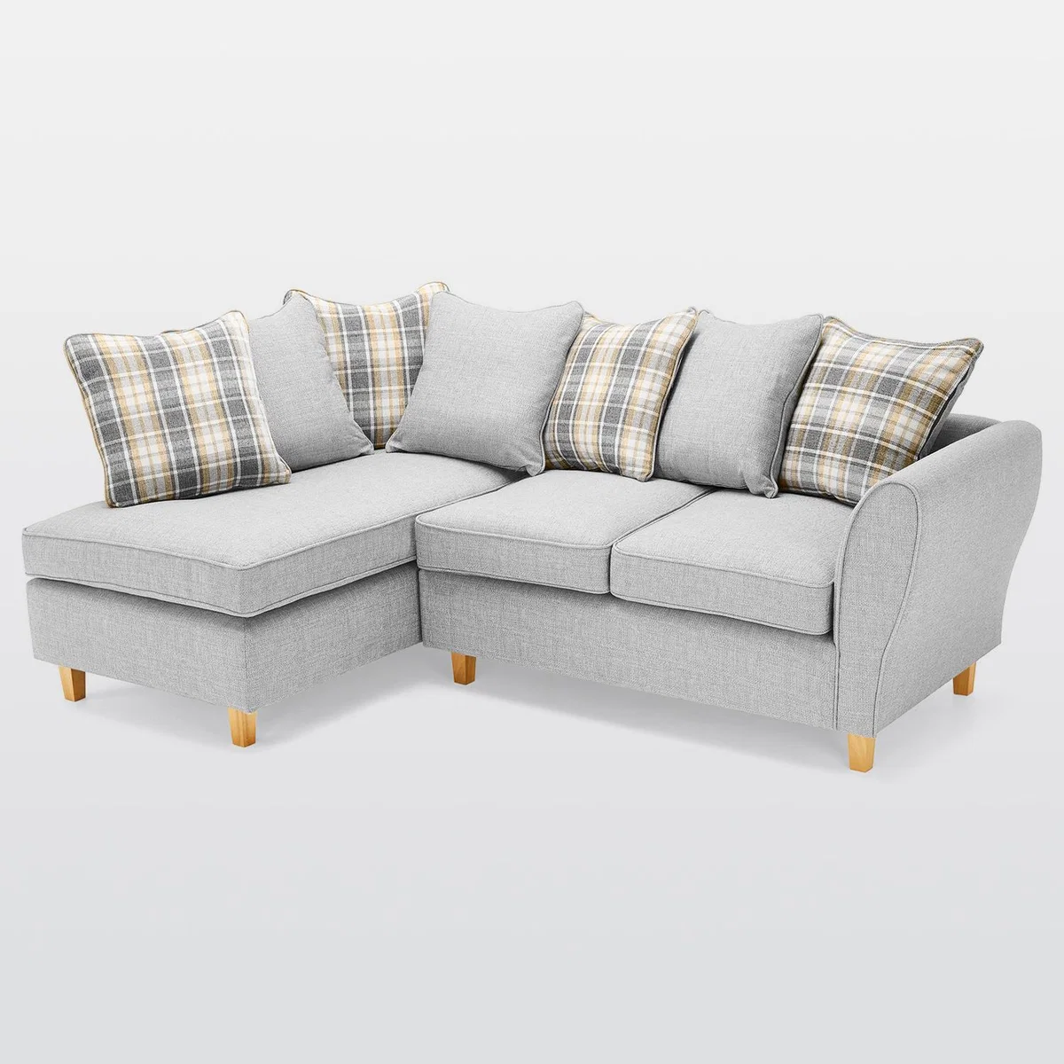 Ashbourne Left Hand Fabric Corner Sofa Silver – image 1
