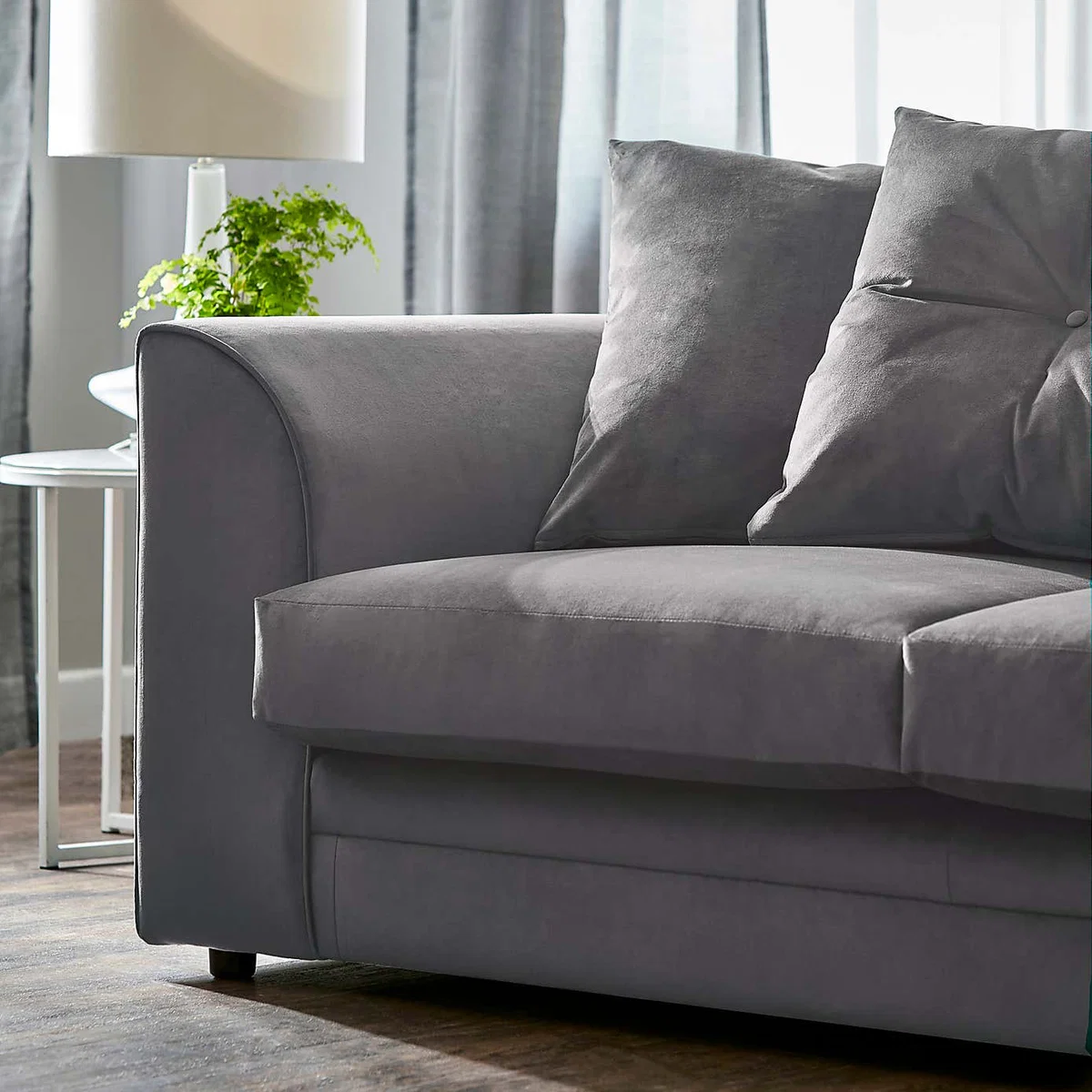 Michigan Right Hand Grey Velvet Corner Sofa Champagne – image 4