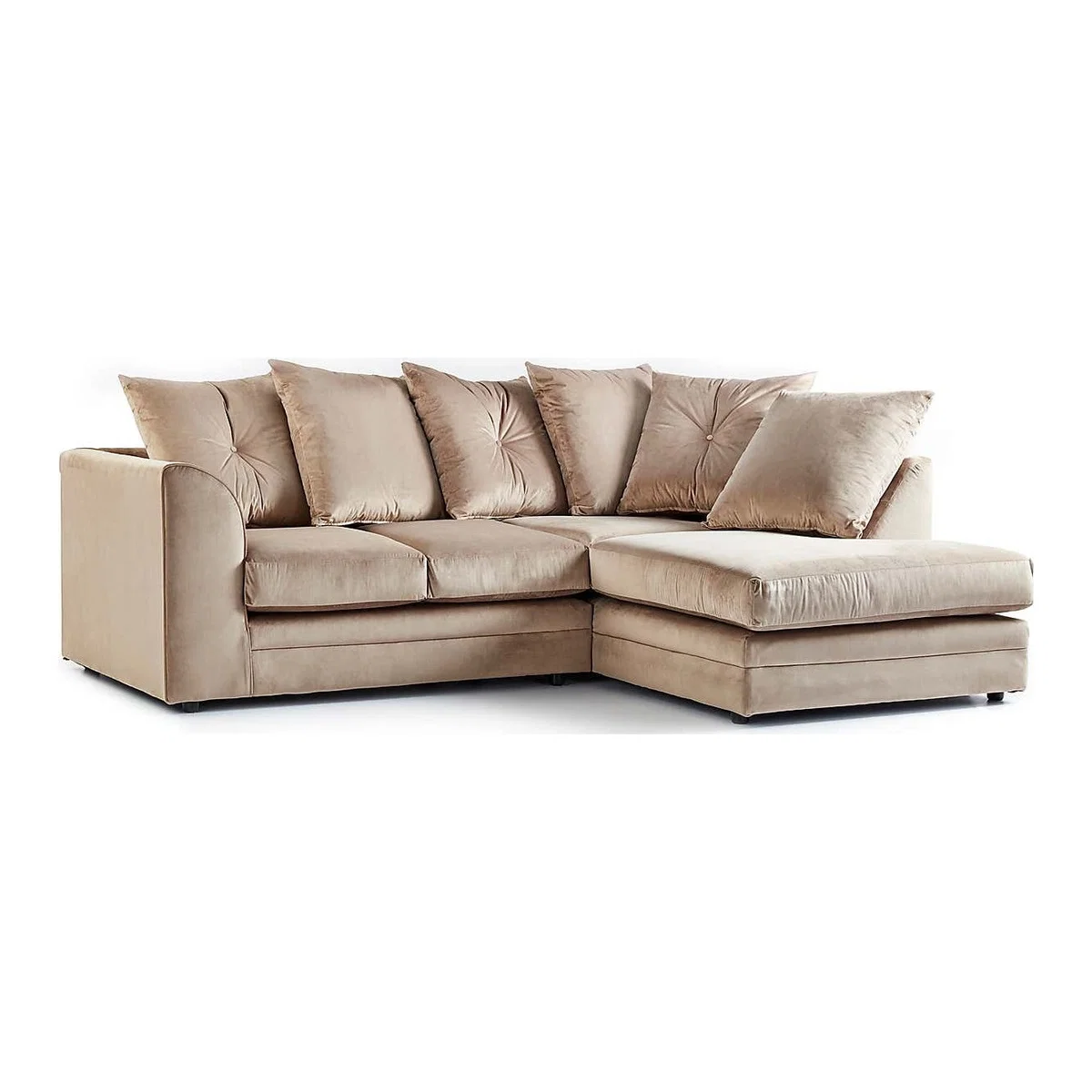 Michigan Right Hand Grey Velvet Corner Sofa Champagne – image 1
