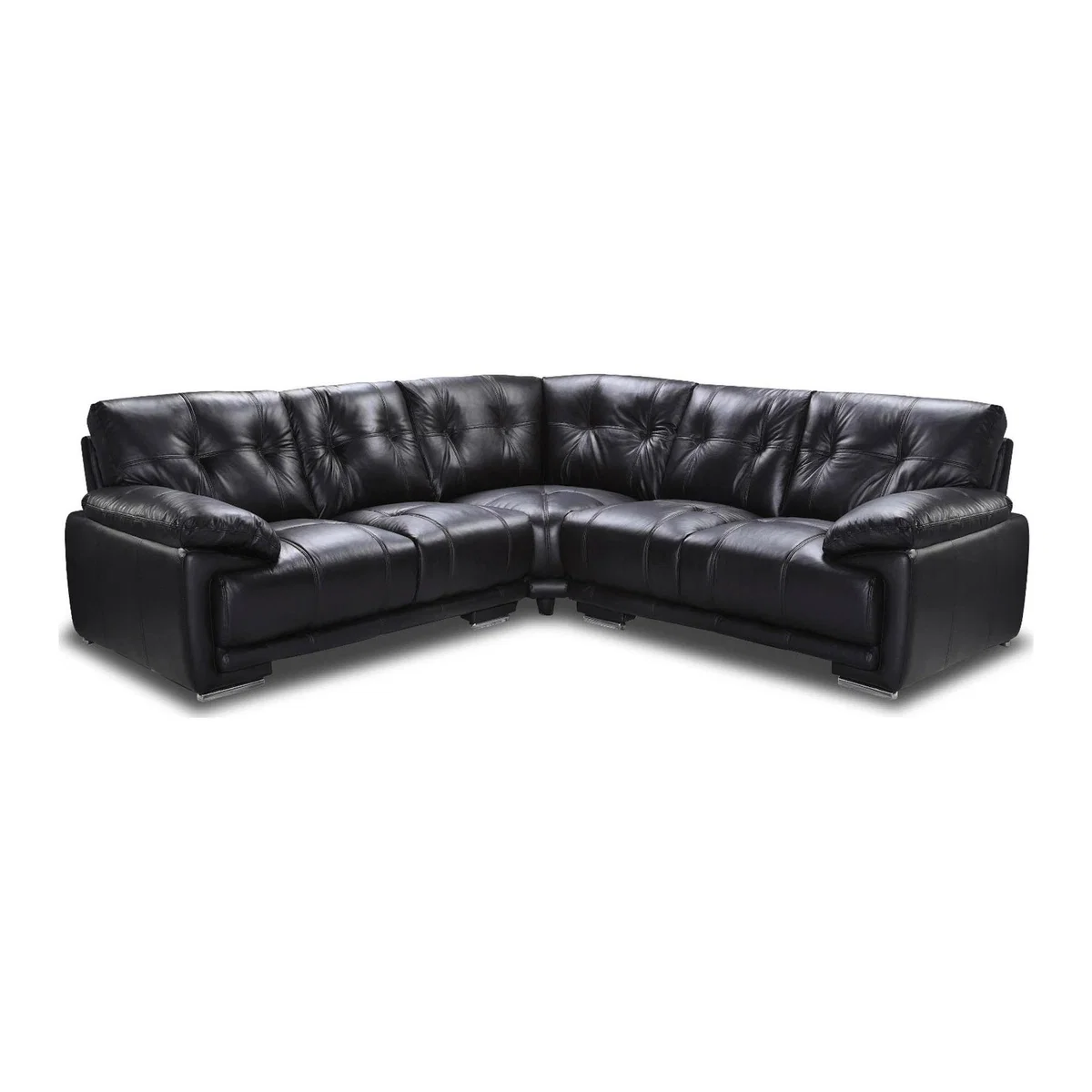 Plaza Large Faux Leather Corner Sofa Black