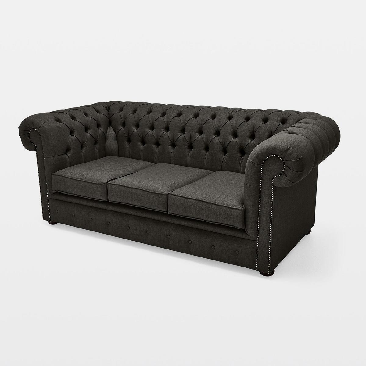 Belvedere Chesterfield 3 Seater Linen Sofa Charcoal – image 4