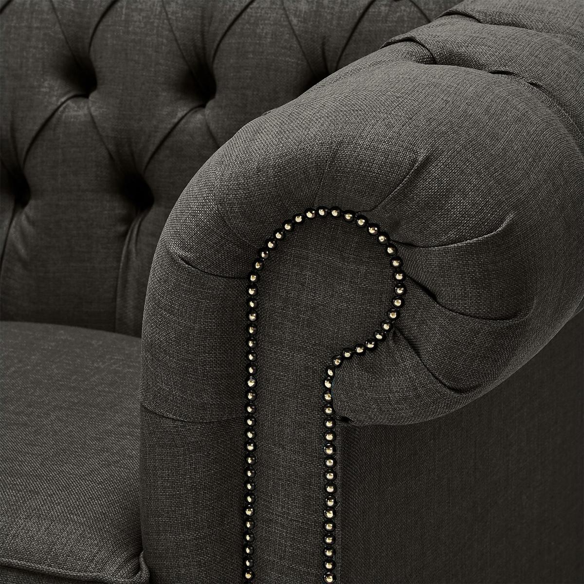 Belvedere Chesterfield 3 Seater Linen Sofa Charcoal – image 6
