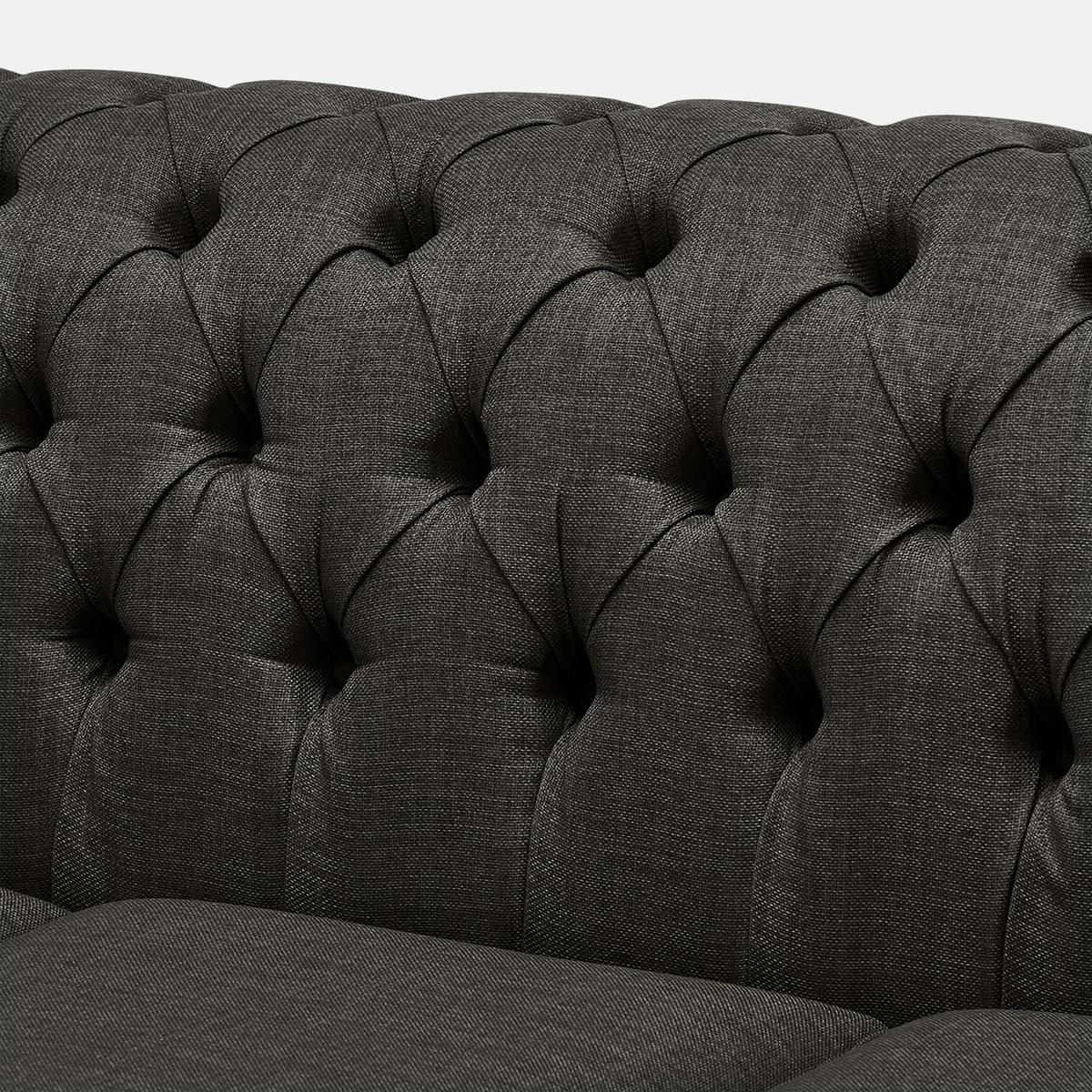 Belvedere Chesterfield 3 Seater Linen Sofa Charcoal – image 7