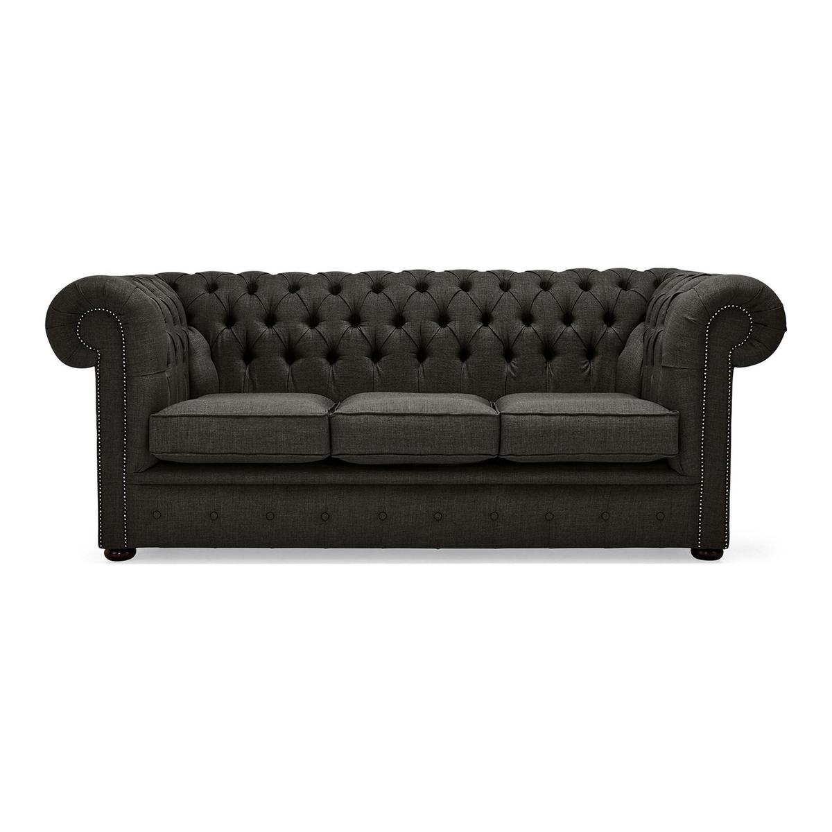 Belvedere Chesterfield 3 Seater Linen Sofa Charcoal – image 2
