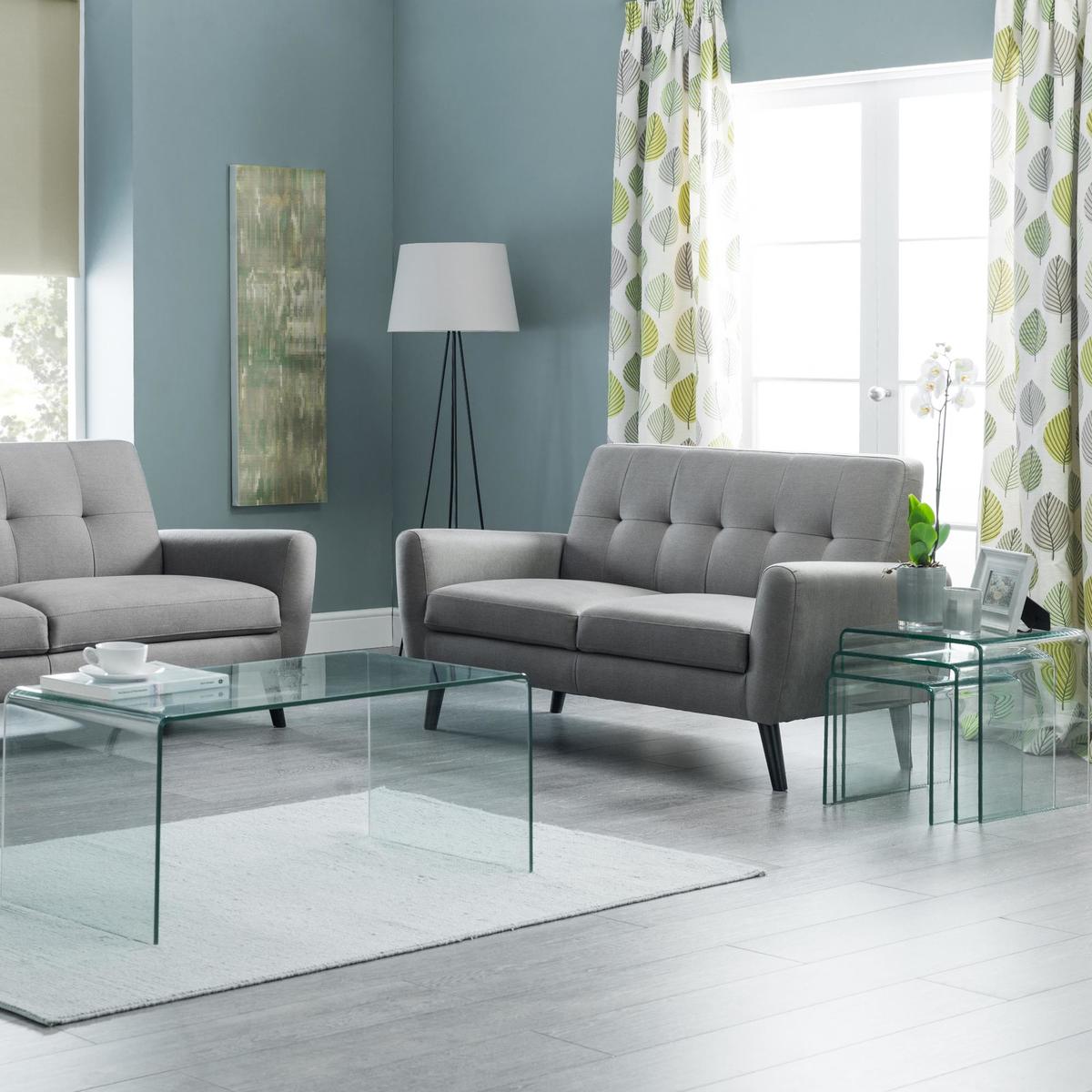 Ashby 2 Seater Compact Retro Sofa Grey – image 2