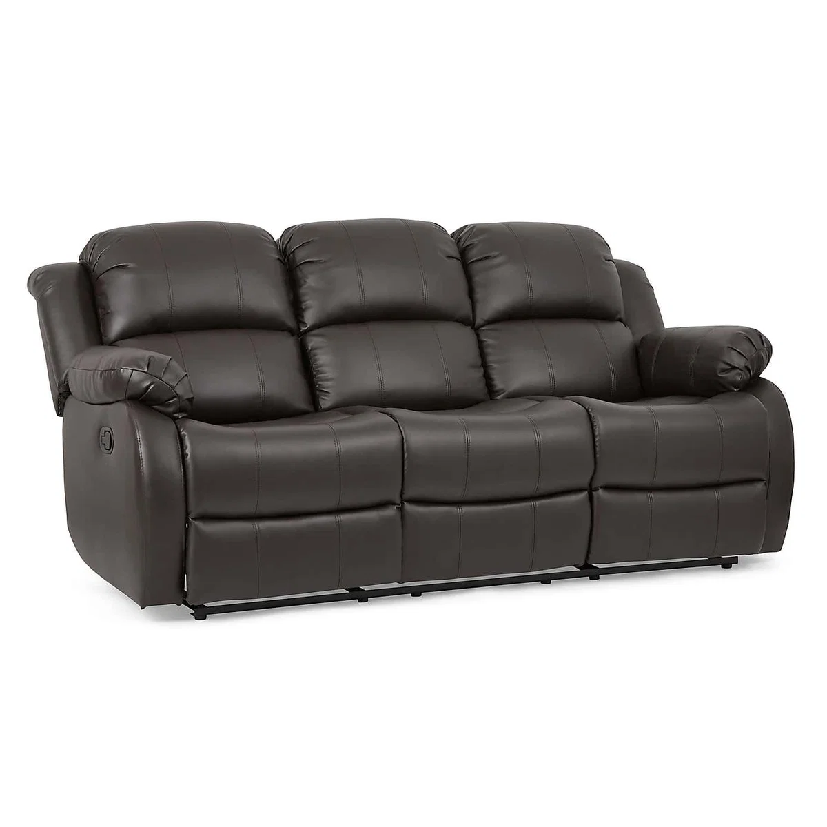 Anton Bonded Leather Reclining 3 Seater Sofa - Grey Grey – image 3
