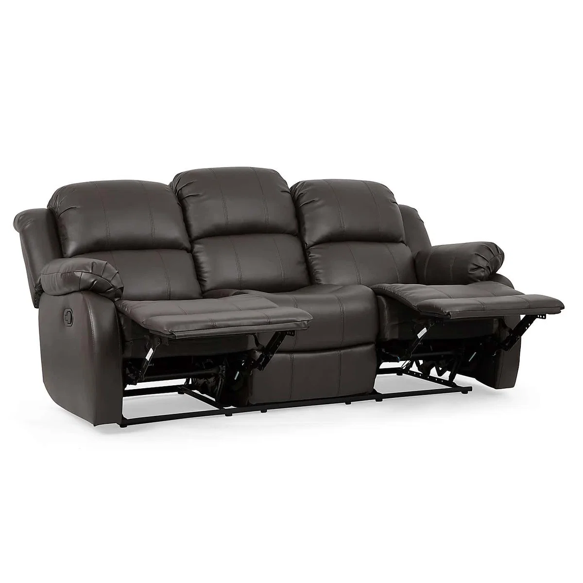 Anton Bonded Leather Reclining 3 Seater Sofa - Grey Grey – image 4