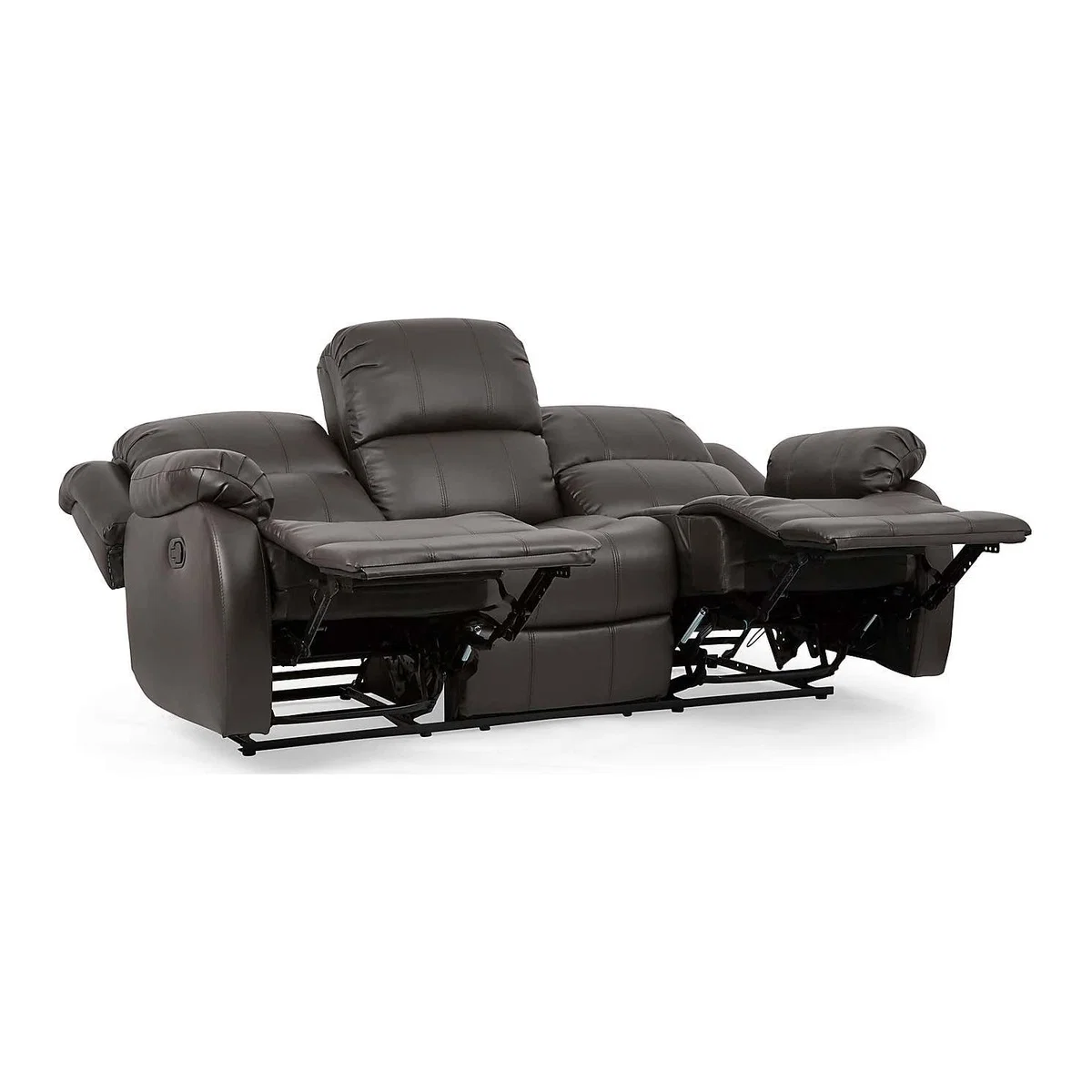 Anton Bonded Leather Reclining 3 Seater Sofa - Grey Grey – image 2