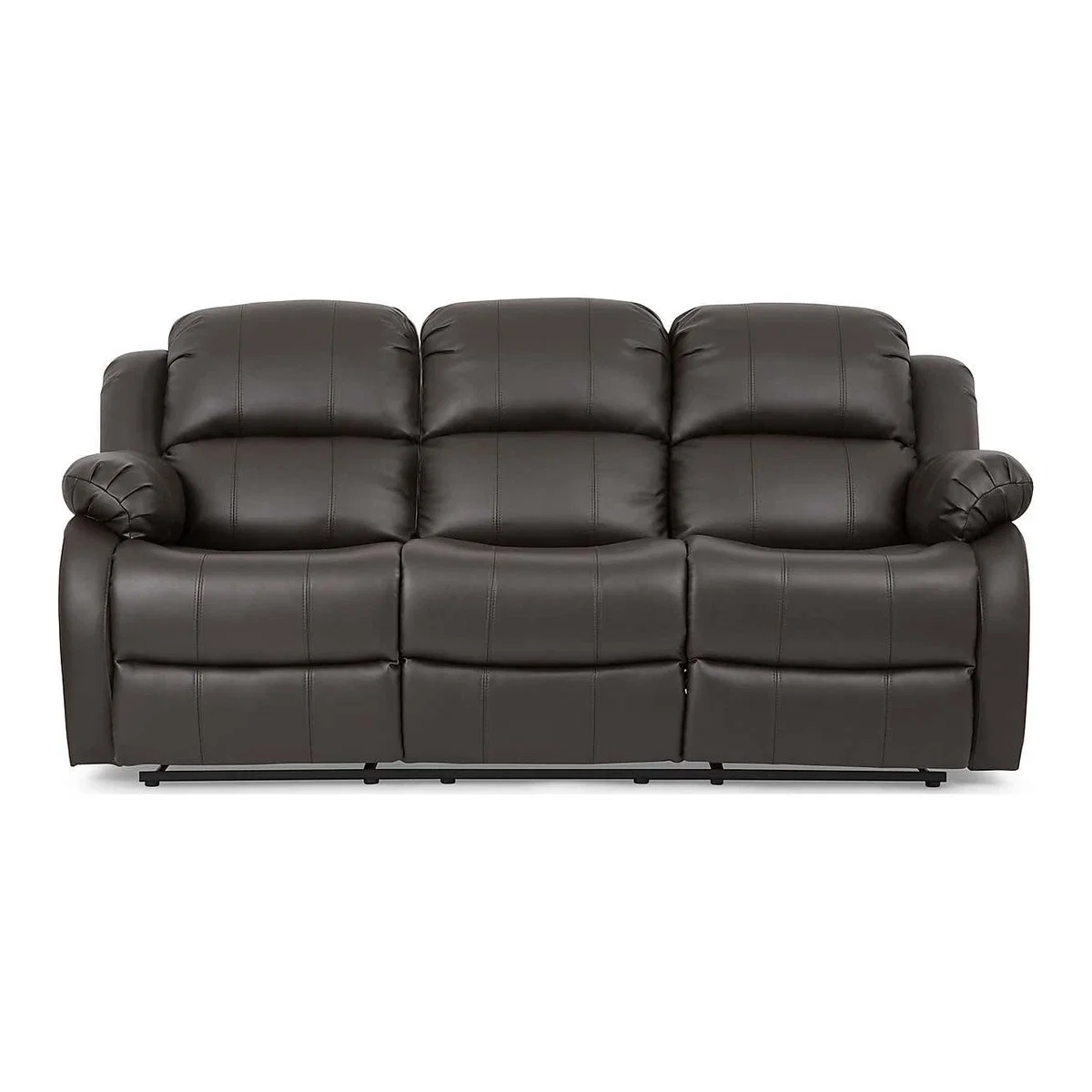 Anton Bonded Leather Reclining 3 Seater Sofa - Grey Grey – image 1