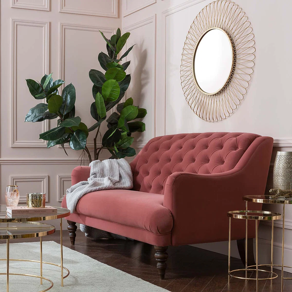 Natalia Velvet 2 Seater Sofa Blue – image 2