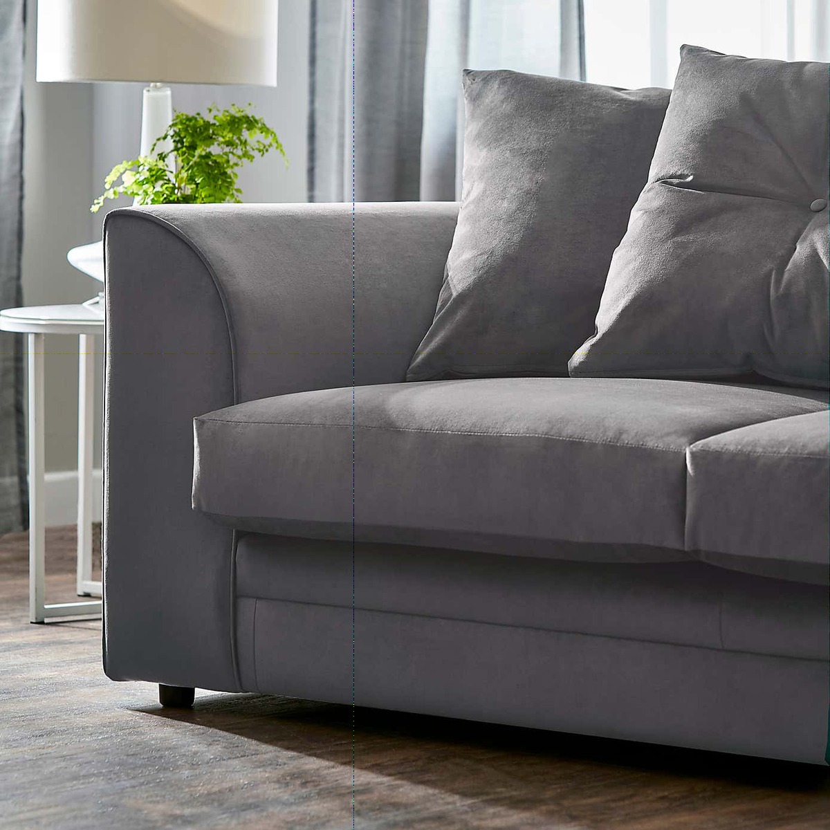 Michigan 2 Seater Grey Velvet Sofa Teal (Blue) – image 2