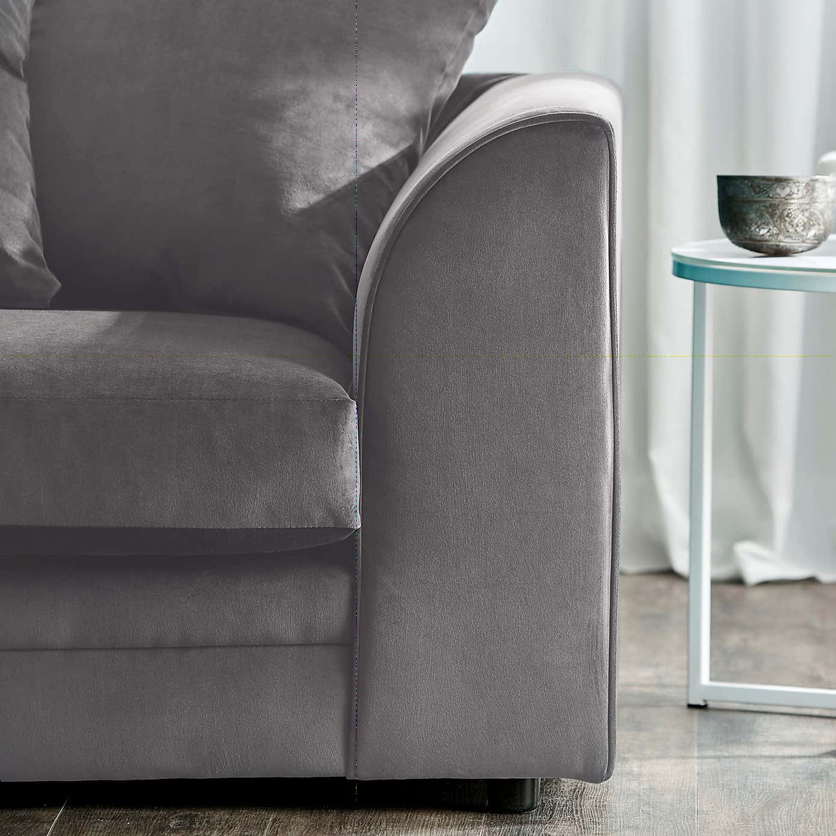 Michigan 2 Seater Grey Velvet Sofa Teal (Blue) – image 3