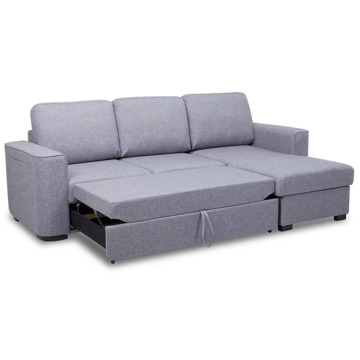 Ronny Fabric Chaise Sofa Bed Grey – image 5