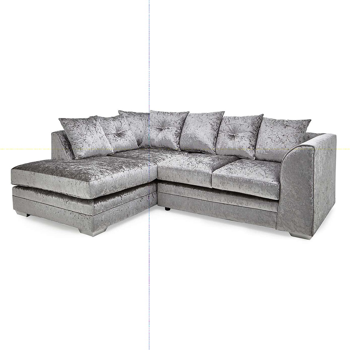 Michigan Crushed Velvet Left Hand Corner Sofa Black – image 2