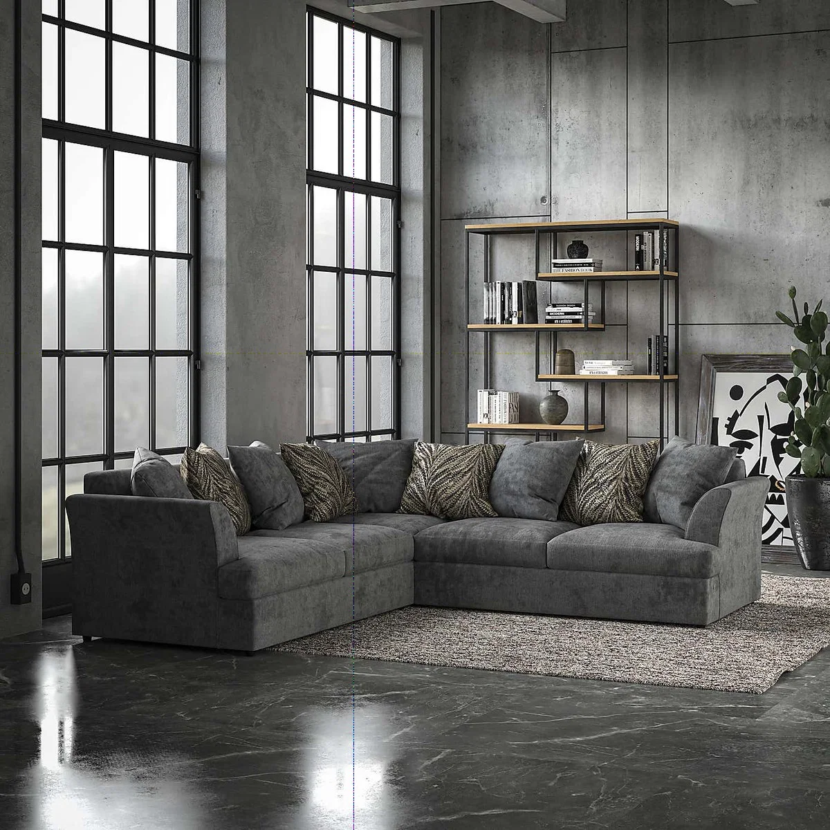 Mellors Chenille Corner Sofa Pewter – image 2