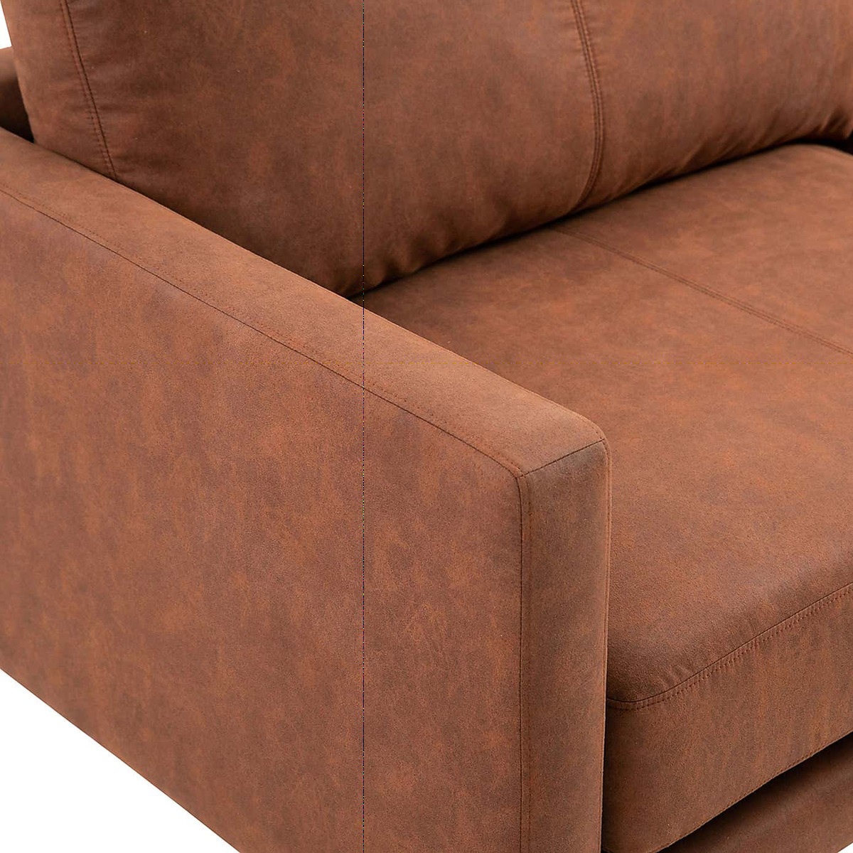 Frey PU Leather 3 Seater Sofa - Tan Brown – image 6