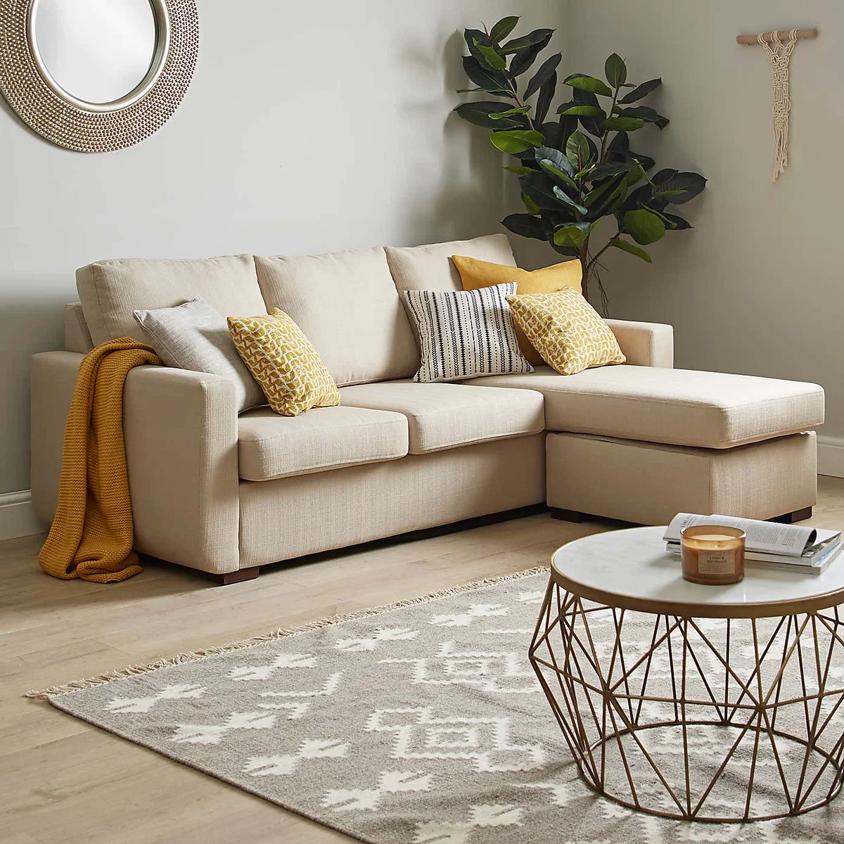 Marcus Reversible Storage Corner Chaise Sofa Bed Oatmeal – image 3