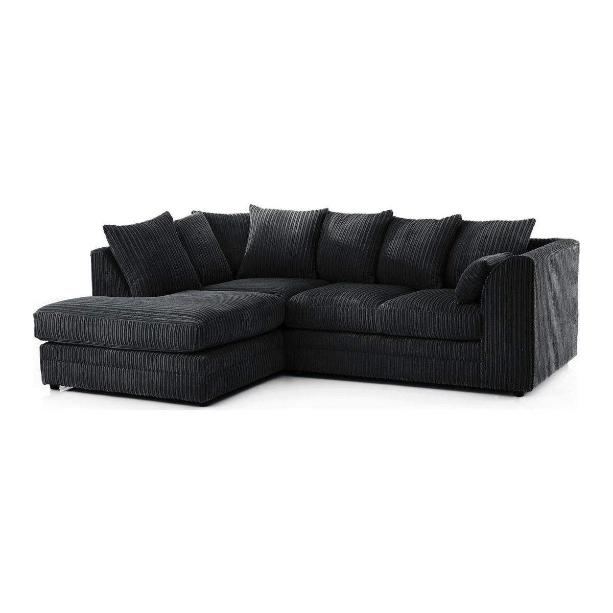 Chicago Jumbo Cord Left Hand Corner Sofa Black
