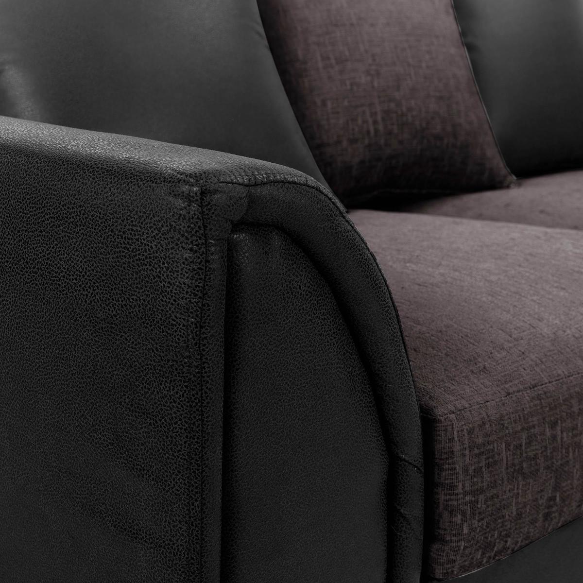Denver Large Corner Sofa Black – image 4