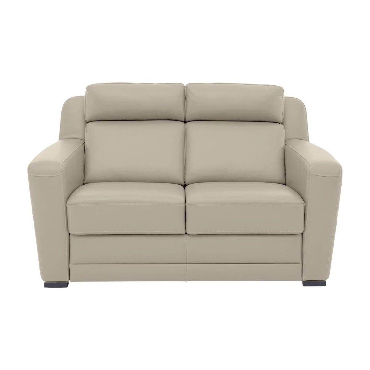Nicoletti - Matera 2 Seater Leather Static Sofa with Box Arm - Beige – image 1
